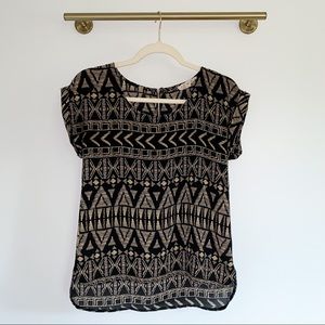Black & Tan Aztec Print Blouse